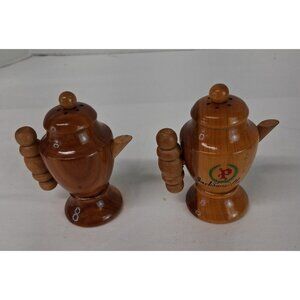 VTG Wooden Teapot Salt Pepper Shakers Jacksonville Alabama 1950s Decorative EUC